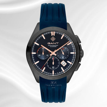Ρολόι Gant Hammondsport G168006 χρονογράφος με μπλε καουτσούκ λουράκι και μαύρο καντράν διαμέτρου 44mm.